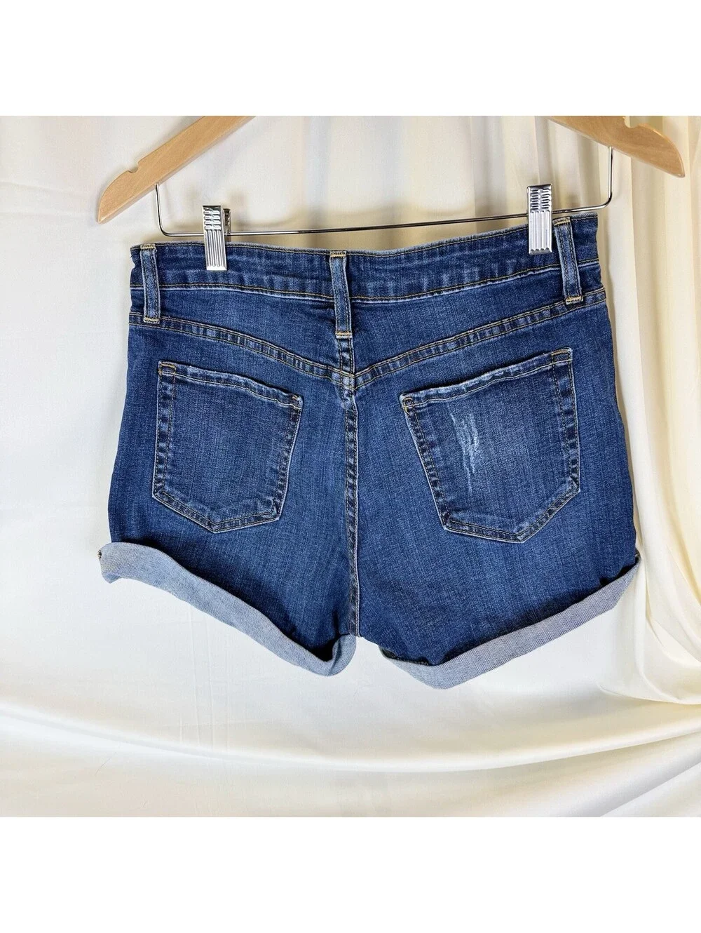 Just Black Womens Size 28 Denim Cut Off Shorts Cuffed Distressed Darker Wash
